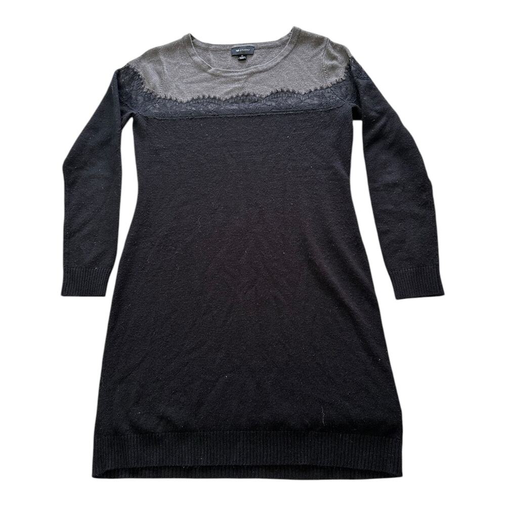 Womens Dress Size Medium Black Gray Sweater Long Sleeve Winter Office Party